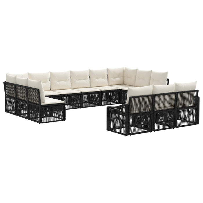 Set de canapele pentru grădină 13 pcs Negru poliratan WALTI