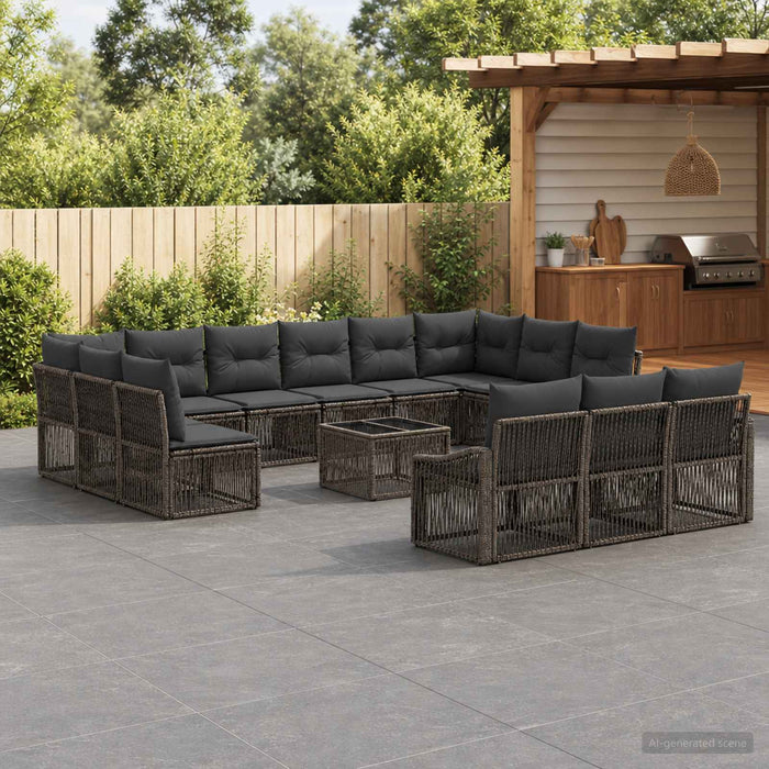 Set de canapele pentru grădină 14 pcs Gri poliratan - WALTI WALTI