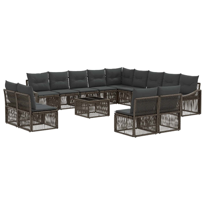 Set de canapele pentru grădină 14 pcs Gri poliratan - WALTI WALTI