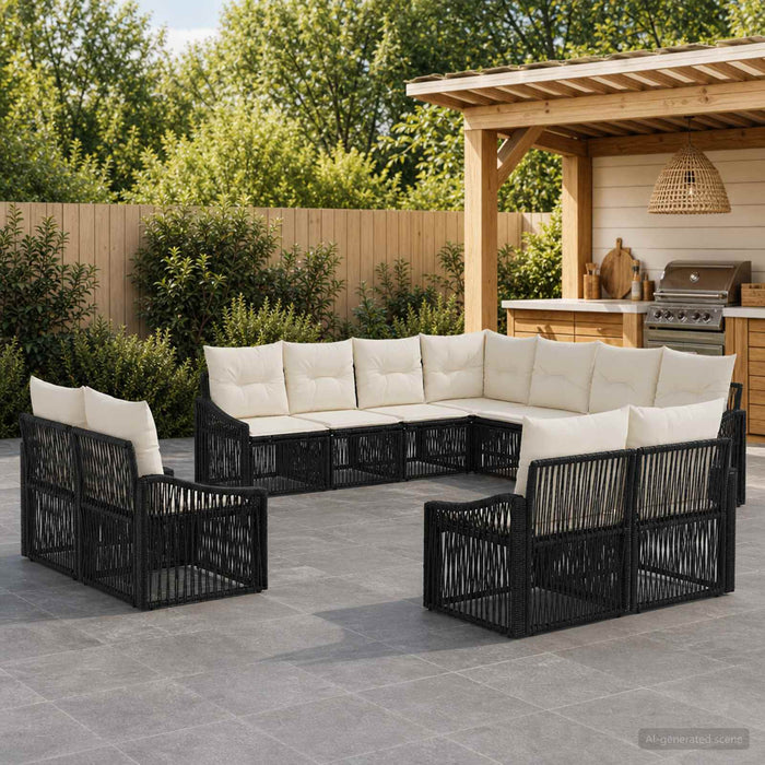 Set de canapele pentru grădină 11 pcs Negru poliratan - WALTI WALTI