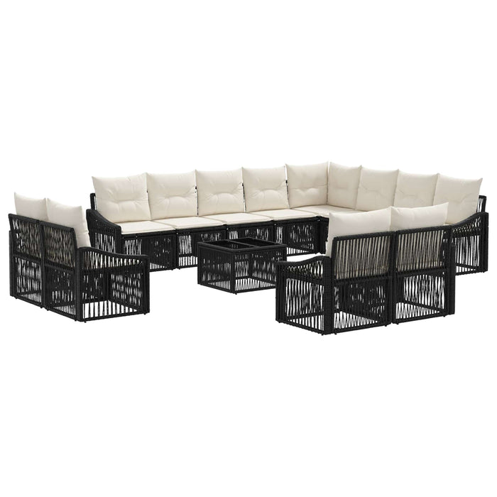 Set de canapele pentru grădină 13 pcs Negru poliratan - WALTI WALTI