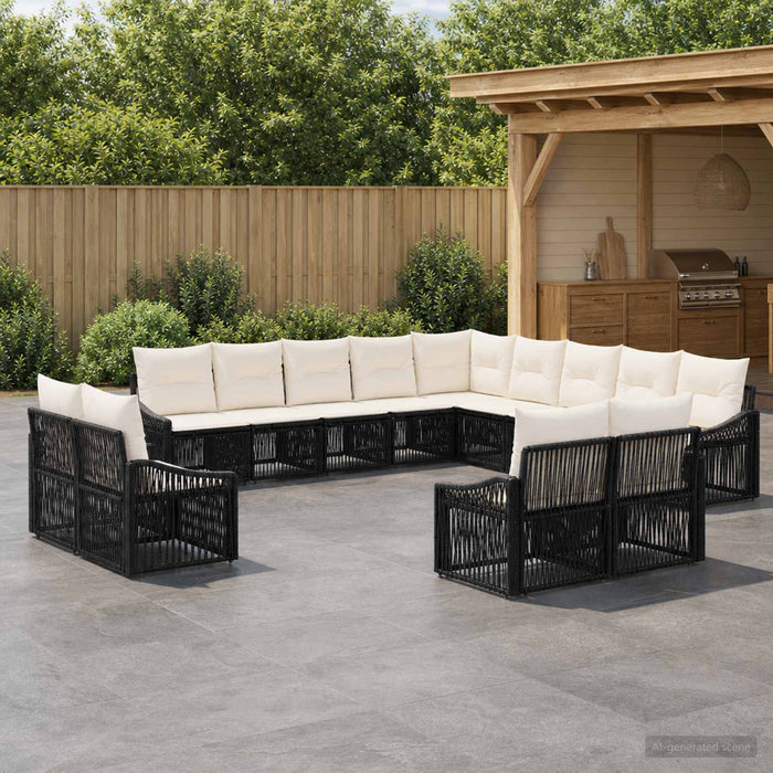 Set de canapele pentru grădină 13 pcs Negru poliratan - WALTI WALTI