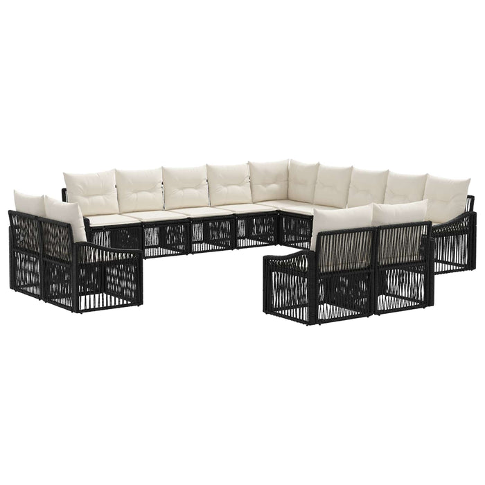 Set de canapele pentru grădină 13 pcs Negru poliratan WALTI