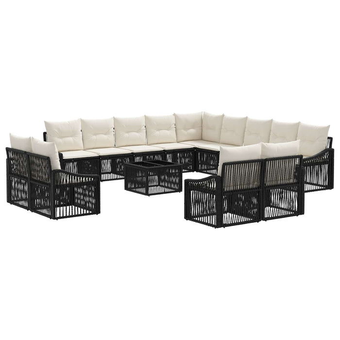 Set de canapele pentru grădină 14 pcs Negru poliratan WALTI