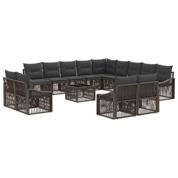 Set de canapele pentru grădină 14 pcs Gri poliratan - WALTI WALTI