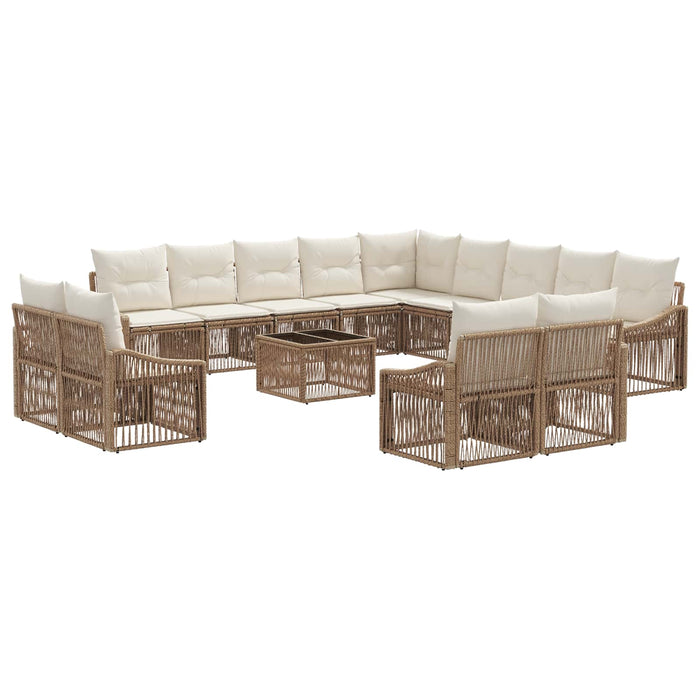 Set de canapele pentru grădină 14 pcs Bej poliratan - WALTI WALTI