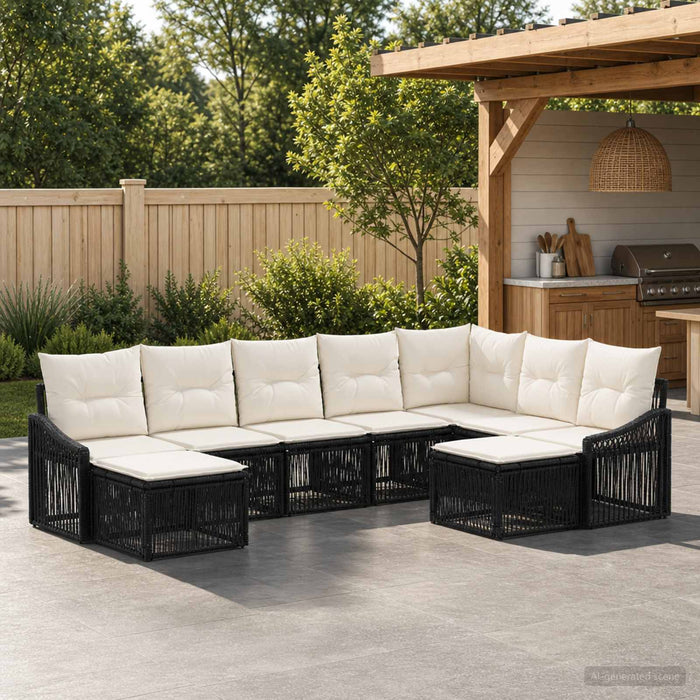 Set de canapele pentru grădină 9 pcs Negru poliratan - WALTI WALTI