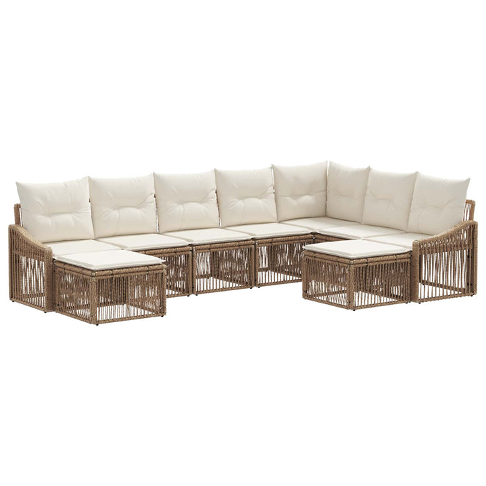 Set de canapele pentru grădină 9 pcs Bej poliratan WALTI