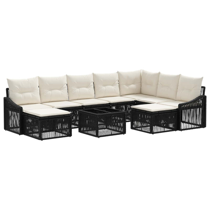 Set de canapele pentru grădină 10 pcs Negru poliratan - WALTI WALTI