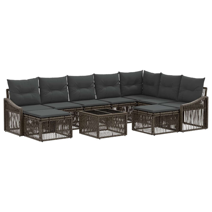 Set de canapele pentru grădină 10 pcs Gri poliratan - WALTI WALTI