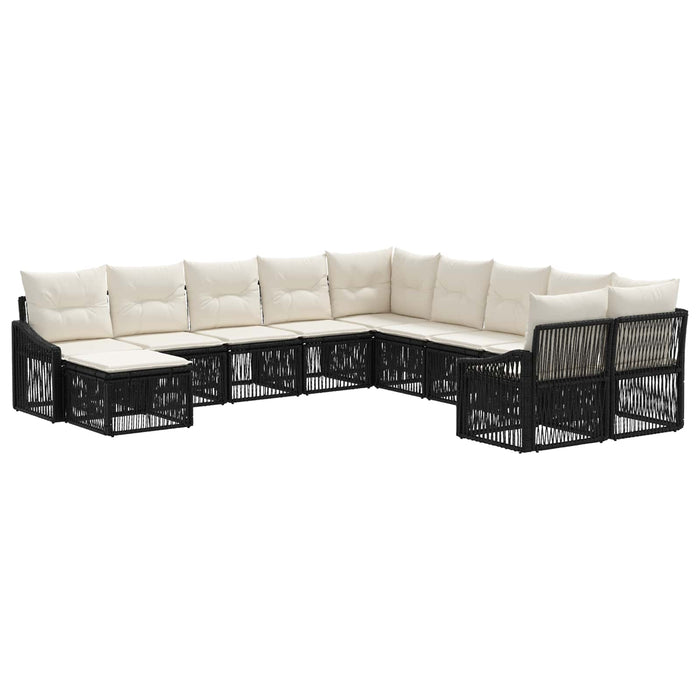 Set de canapele pentru grădină 11 pcs Negru poliratan WALTI