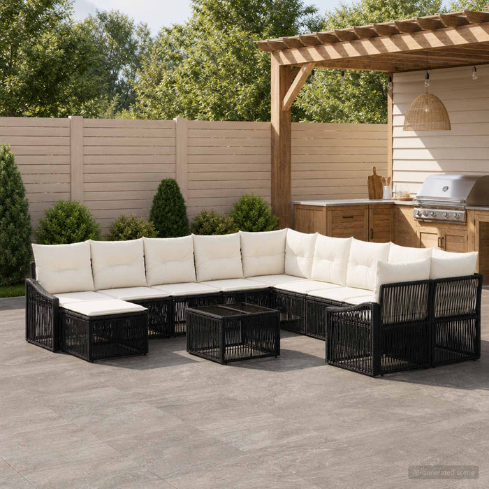 Set de canapele pentru grădină 12 pcs Negru poliratan - WALTI WALTI