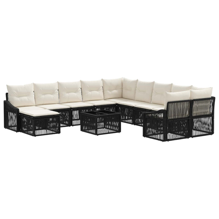 Set de canapele pentru grădină 12 pcs Negru poliratan - WALTI WALTI