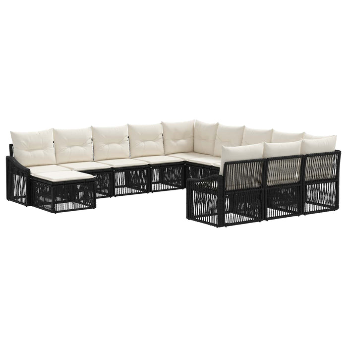 Set de canapele pentru grădină 12 pcs Negru poliratan WALTI