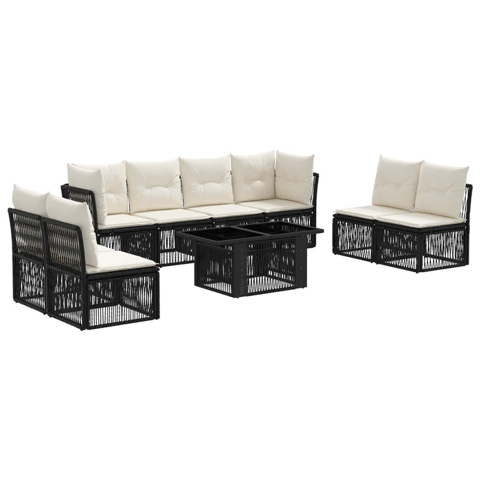 Set de canapele pentru grădină 9 buc. Negru poliratan WALTI