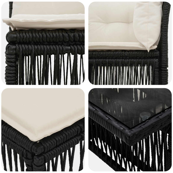 Set de canapele pentru grădină 9 buc. Negru poliratan WALTI