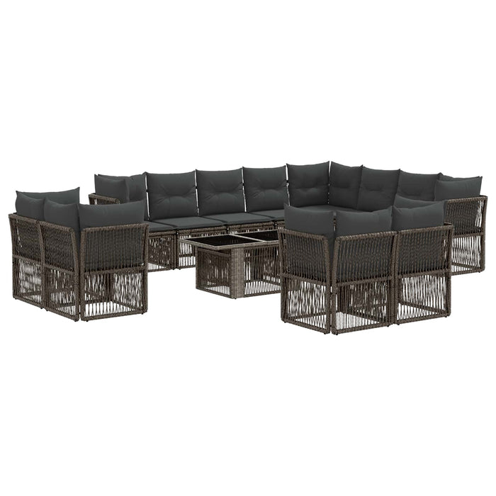 Set de canapele pentru grădină 13 pcs Gri poliratan WALTI