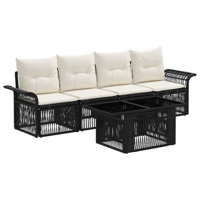 Set de canapele pentru grădină 5 buc. Negru și Alb crem WALTI