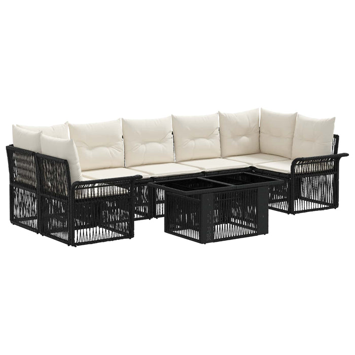 Set de canapele pentru grădină 8 buc. Negru și Alb crem WALTI