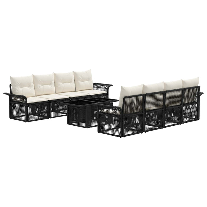 Set de canapele pentru grădină 9 buc. Negru și Alb crem WALTI