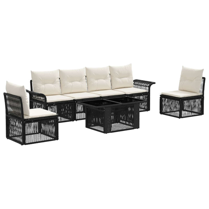 Set de canapele pentru grădină 7 buc. Negru și Alb crem WALTI