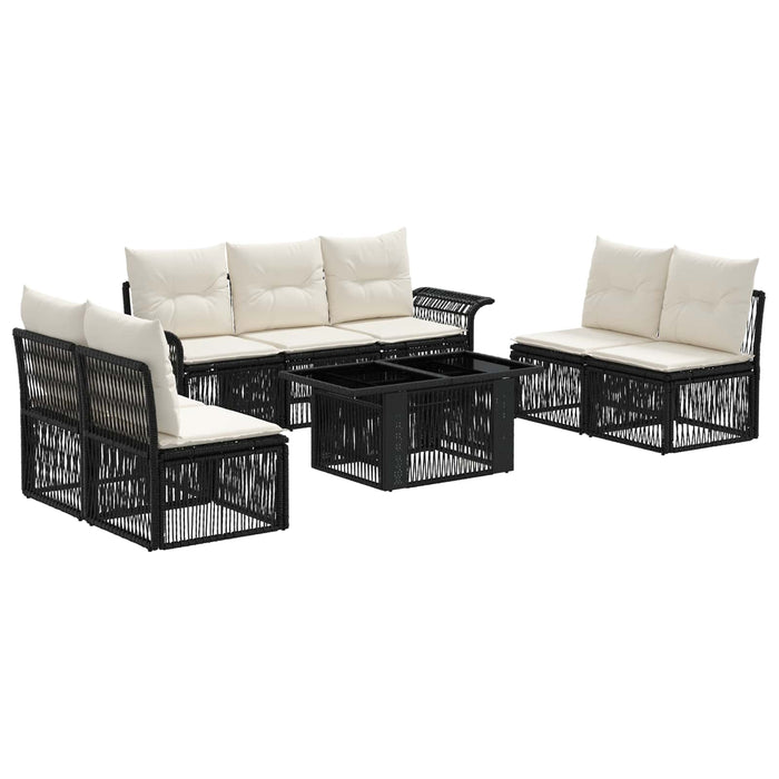 Set de canapele pentru grădină 8 buc. Negru și Alb crem WALTI