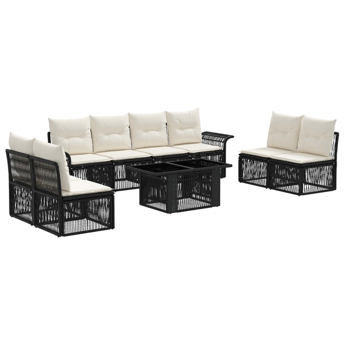 Set de canapele pentru grădină 9 buc. Negru și Alb crem WALTI