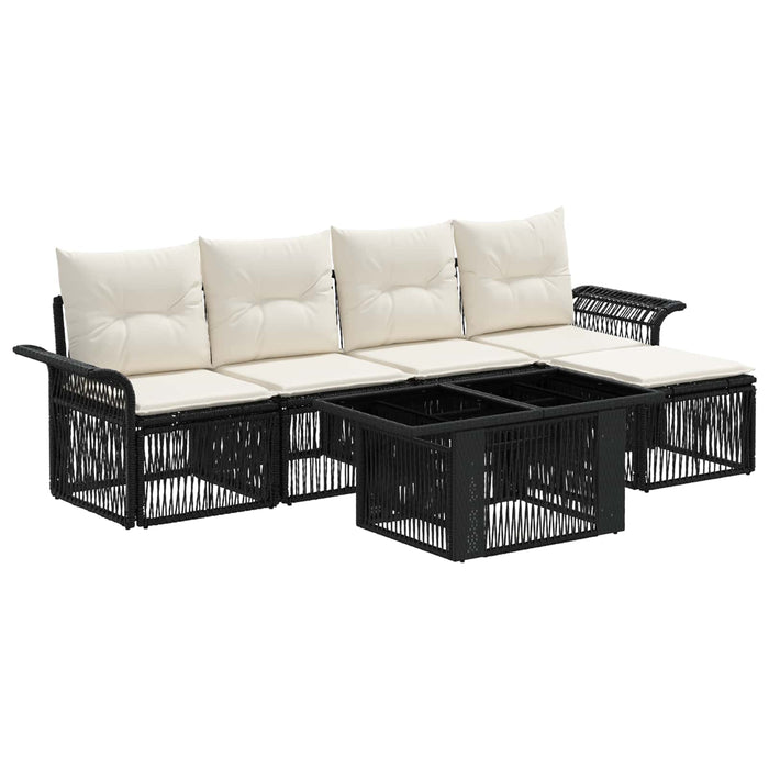Set de canapele pentru grădină 6 buc. Negru și Alb crem WALTI
