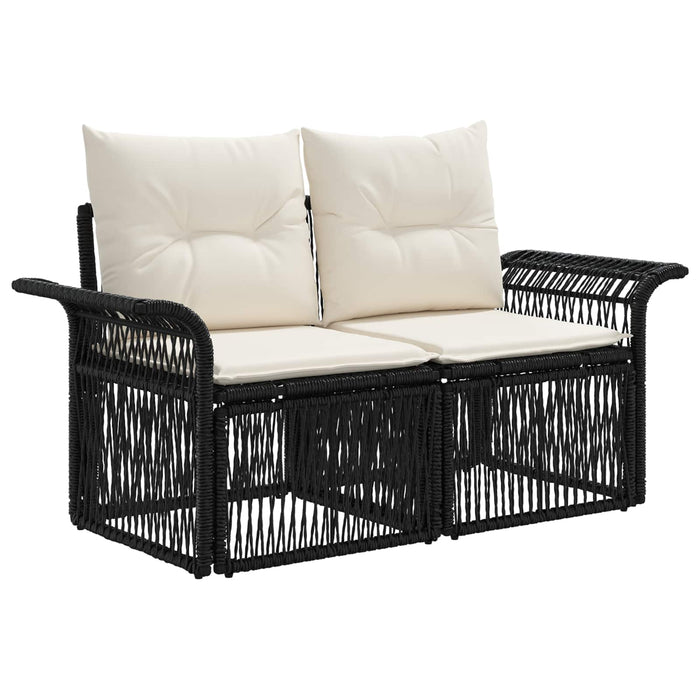 Set de canapele pentru grădină 6 buc. Negru și Alb crem WALTI