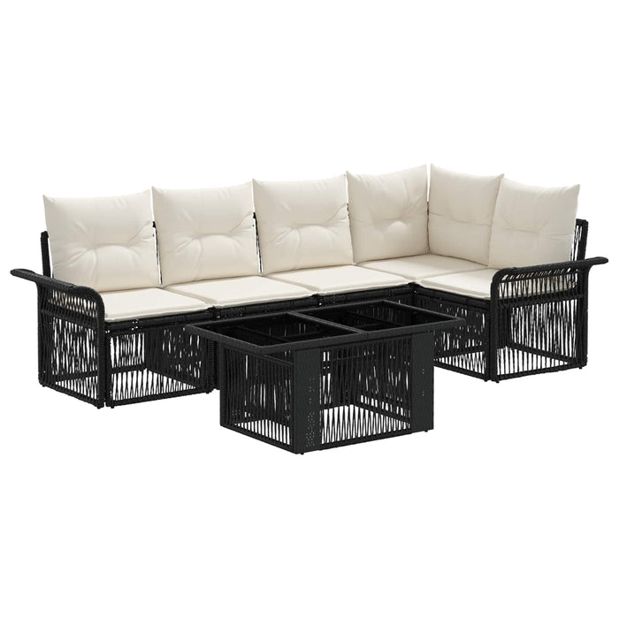 Set de canapele pentru grădină 6 buc. Negru și Alb crem WALTI