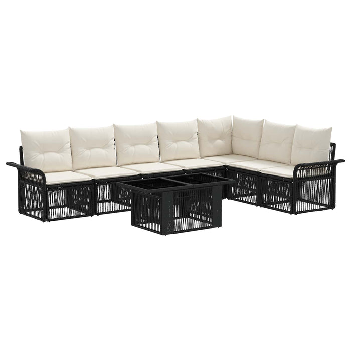 Set de canapele pentru grădină 8 buc. Negru și Alb crem WALTI