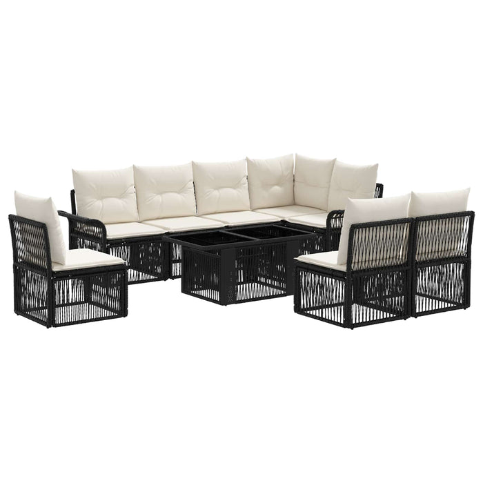Set de canapele pentru grădină 9 buc. Negru și Alb crem WALTI