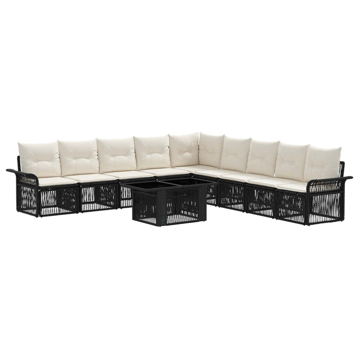 Set de canapele pentru grădină 10 buc. Negru și Alb crem WALTI