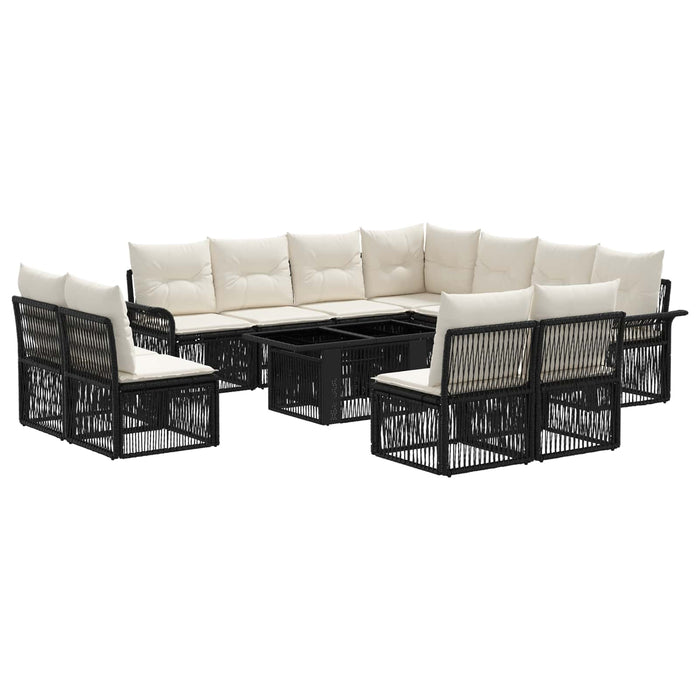 Set de canapele pentru grădină 12 buc. Negru și Alb crem WALTI