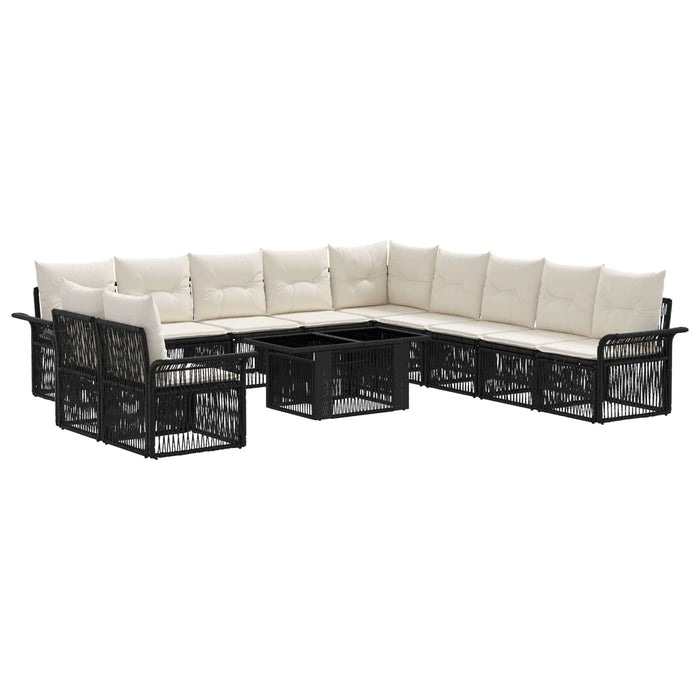 Set de canapele pentru grădină 12 buc. Negru și Alb crem WALTI