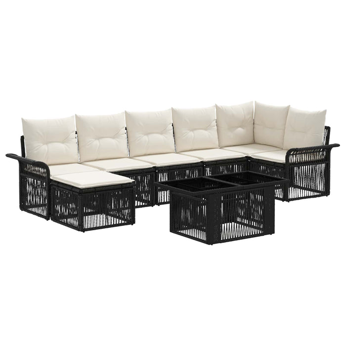 Set de canapele pentru grădină 8 buc. Negru și Alb crem WALTI