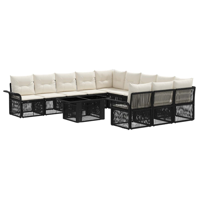 Set de canapele pentru grădină 12 buc. Negru și Alb crem WALTI