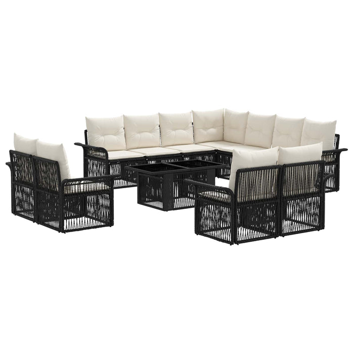 Set de canapele pentru grădină 12 buc. Negru și Alb crem WALTI