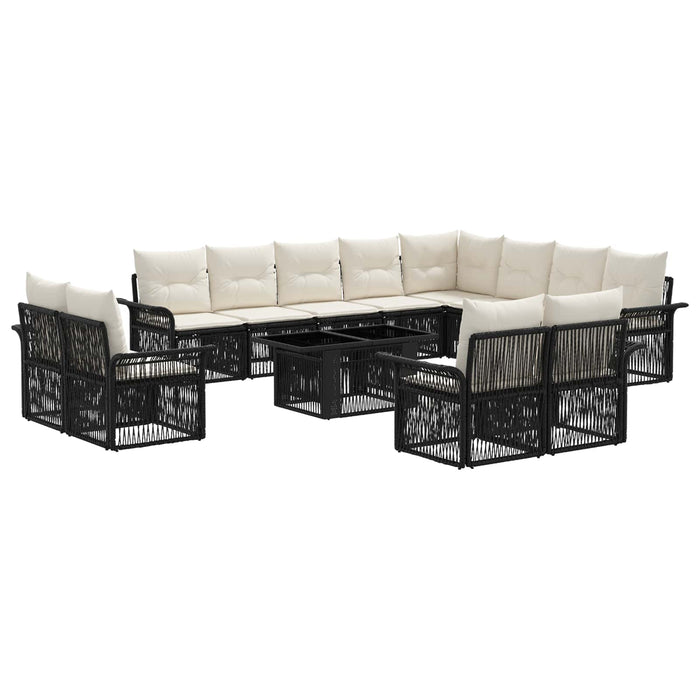 Set de canapele pentru grădină 13 buc. Negru și Alb crem WALTI