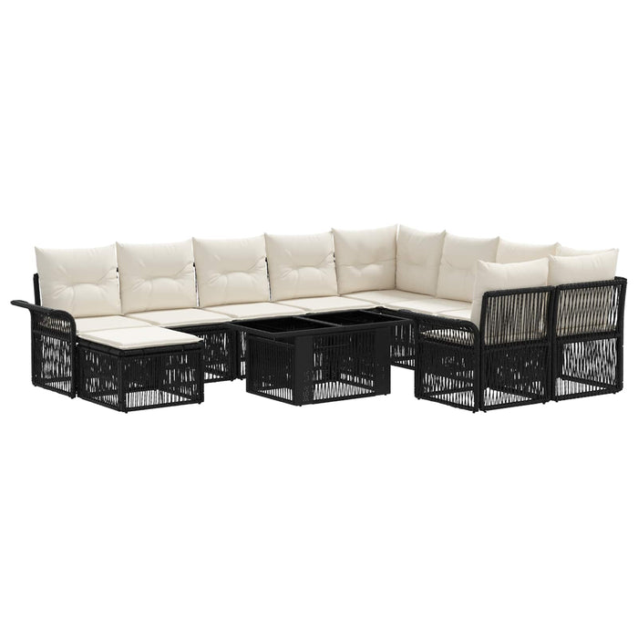 Set de canapele pentru grădină 11 buc. Negru și Alb crem WALTI