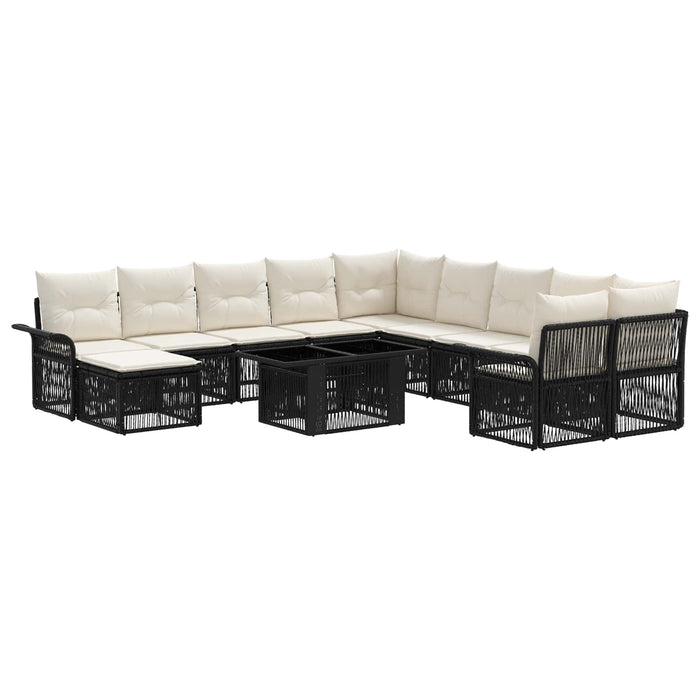 Set de canapele pentru grădină 12 buc. Negru și Alb crem WALTI