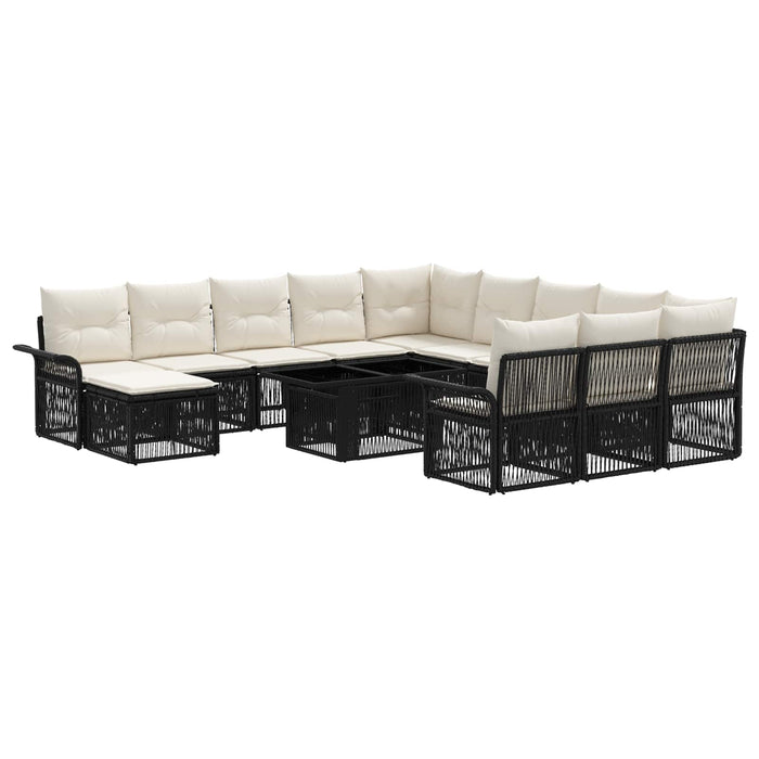 Set de canapele pentru grădină 13 buc. Negru și Alb crem WALTI
