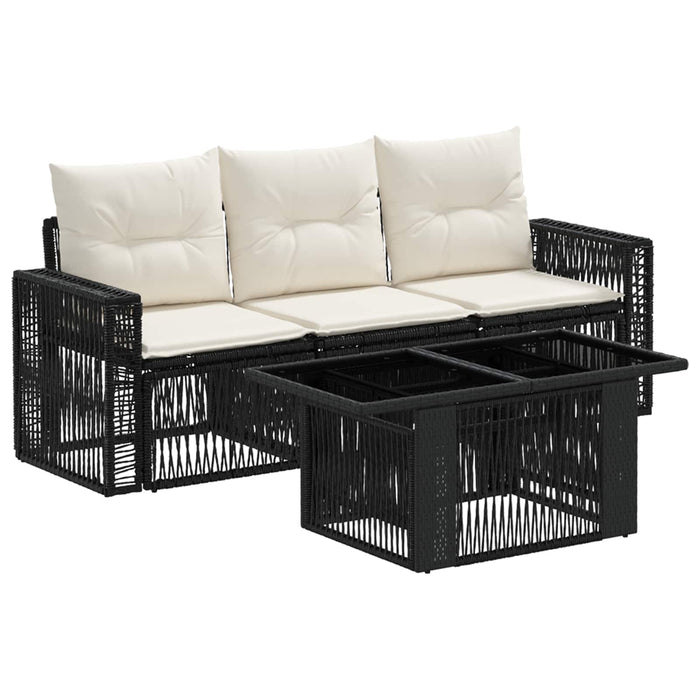 Set de canapele pentru grădină 4 buc. Negru și Alb crem WALTI