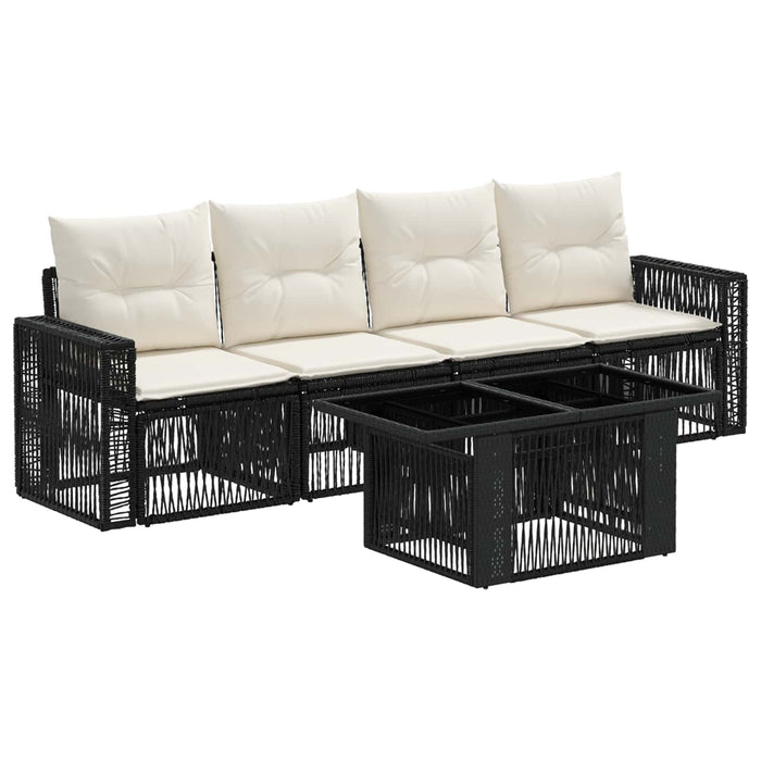 Set de canapele pentru grădină 5 buc. Negru și Alb crem WALTI