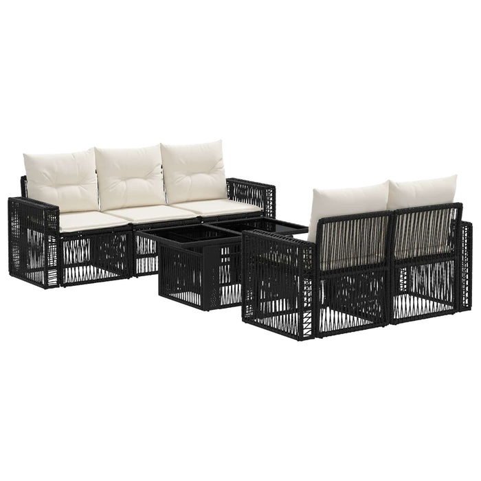 Set de canapele pentru grădină 6 buc. Negru și Alb crem WALTI