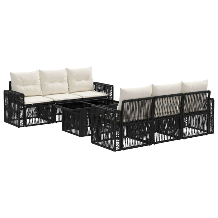 Set de canapele pentru grădină 7 buc. Negru și Alb crem WALTI