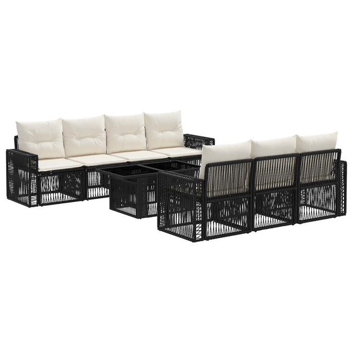 Set de canapele pentru grădină 8 buc. Negru și Alb crem WALTI
