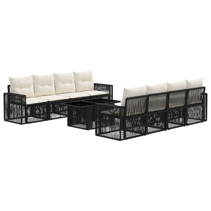 Set de canapele pentru grădină 9 buc. Negru și Alb crem WALTI