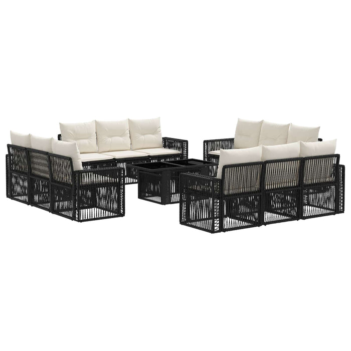 Set de canapele pentru grădină 13 buc. Negru și Alb crem WALTI