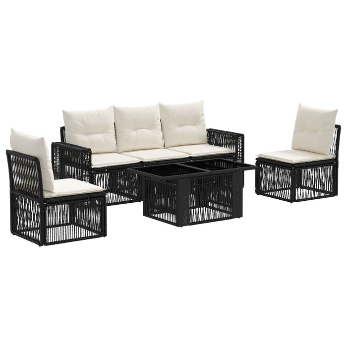 Set de canapele pentru grădină 6 buc. Negru și Alb crem WALTI